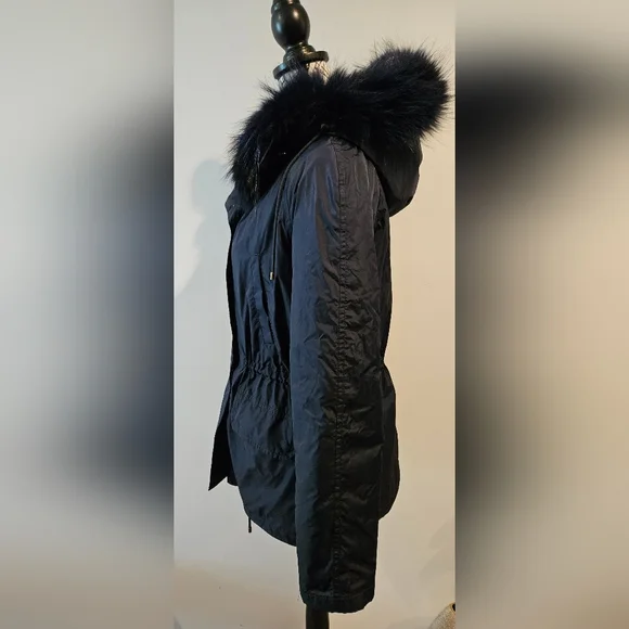 ⭐️ Army Yves Salomon genuine fur lined navy blue parka size 32 - Picture 5 of 16